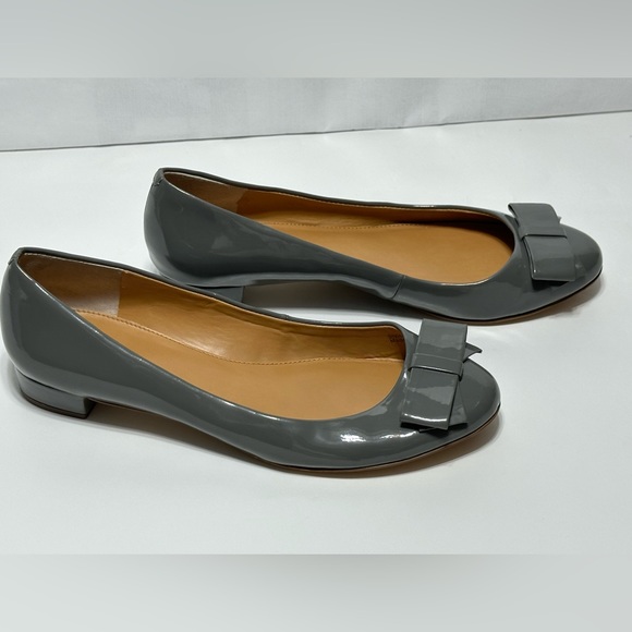 J.Crew Women's Double-Bow Flats Size 8.5 Grey Patent Polyurethane style#… - Picture 3 of 15